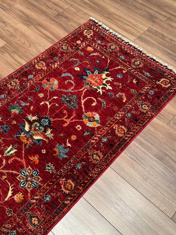 Sultani Binbirgece Yolluk Orijinal El Dokuması Kırmızı Kök Boya Yün Halı 0.80x253 2.02 Metrekare - 3x8 ft