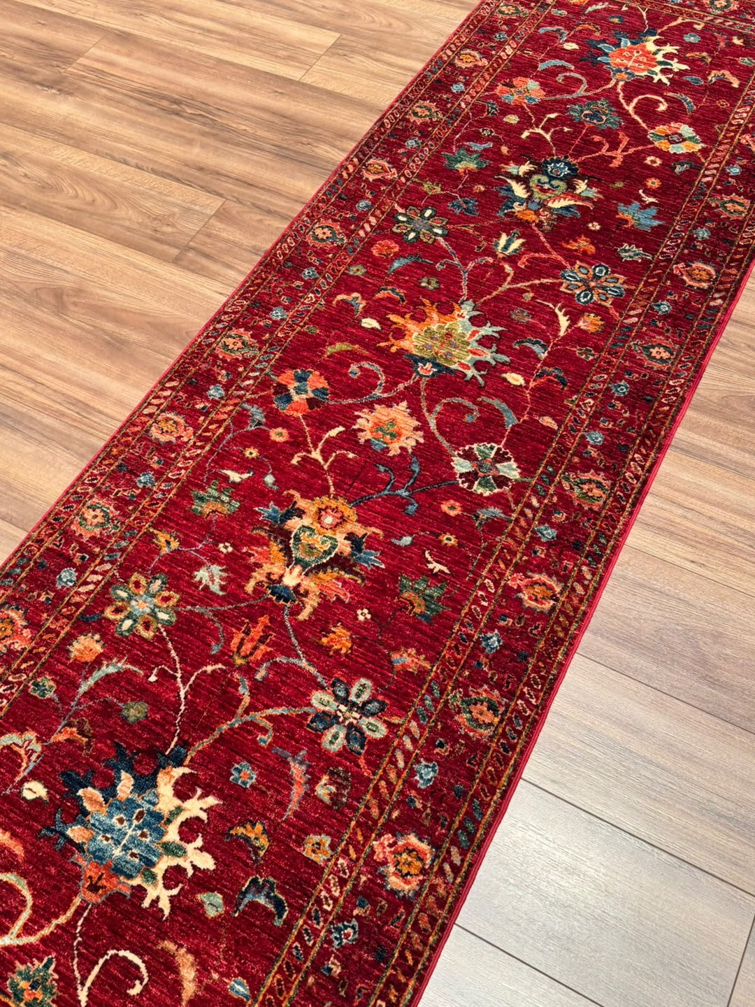 Sultani Binbirgece Yolluk Orijinal El Dokuması Kırmızı Kök Boya Yün Halı 0.80x253 2.02 Metrekare - 3x8 ft
