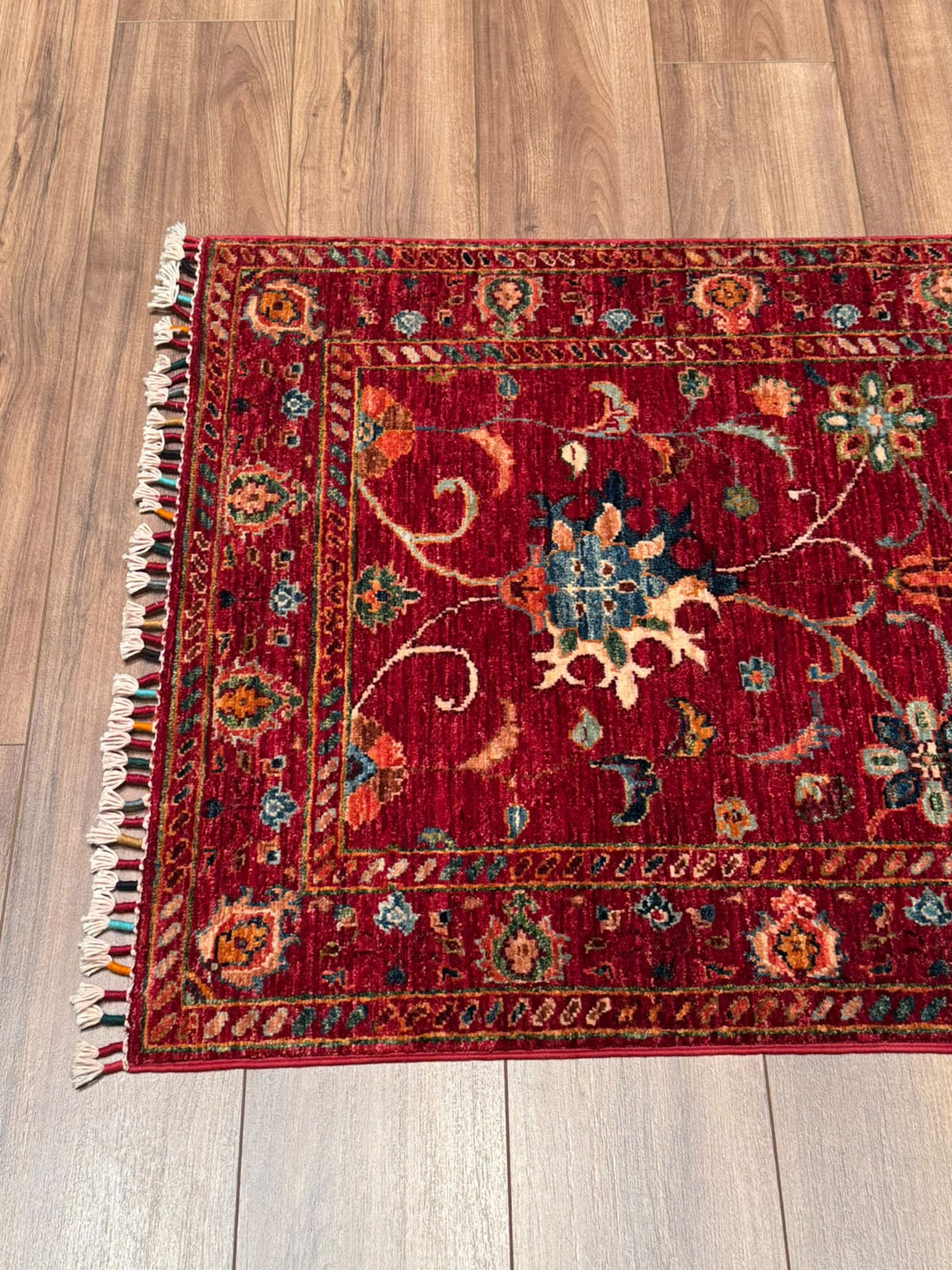 Sultani Binbirgece Yolluk Orijinal El Dokuması Kırmızı Kök Boya Yün Halı 0.80x253 2.02 Metrekare - 3x8 ft