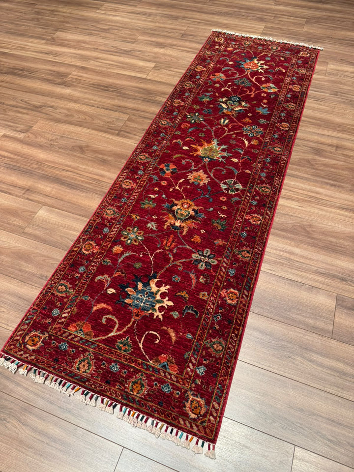 Sultani Binbirgece Yolluk Orijinal El Dokuması Kırmızı Kök Boya Yün Halı 0.80x253 2.02 Metrekare - 3x8 ft