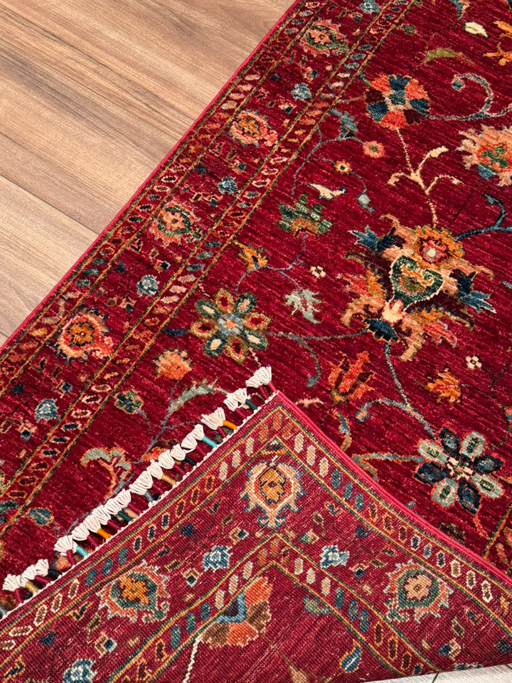 Sultani Binbirgece Yolluk Orijinal El Dokuması Kırmızı Kök Boya Yün Halı 0.80x253 2.02 Metrekare - 3x8 ft