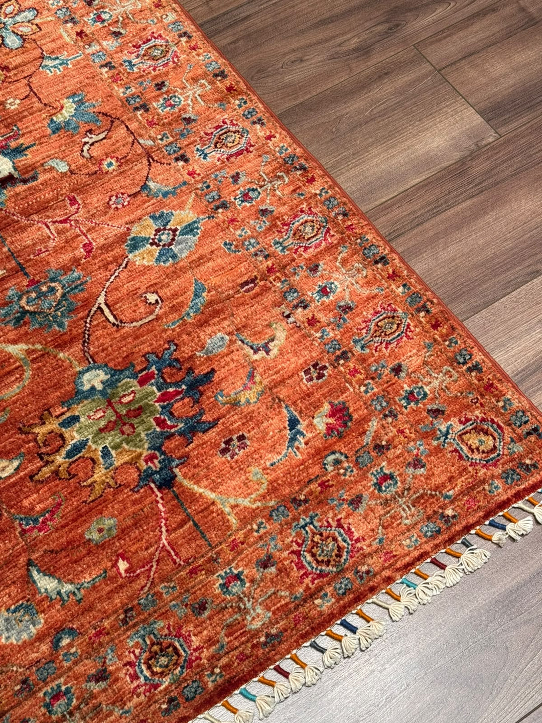 Sultani Binbirgece Yolluk Orijinal El Dokuması Turuncu Kök Boya Yün Halı 0.79x245 1.94 Metrekare - 3x8 ft