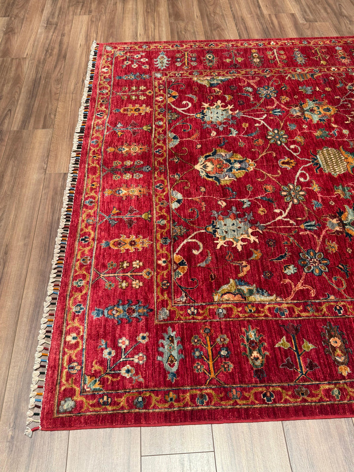 Sultani Binbirgece Orijinal El Dokuması Kırmızı Kök Boya Yün Halı 204x298 6.08 Metrekare - 7x10 ft