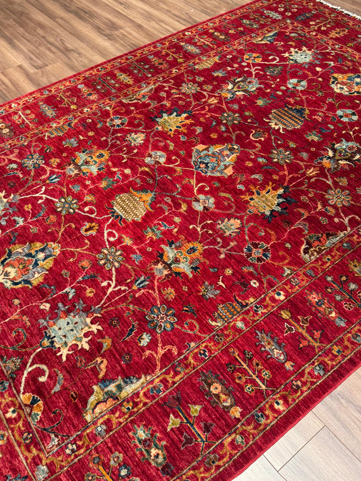 Sultani Binbirgece Orijinal El Dokuması Kırmızı Kök Boya Yün Halı 204x298 6.08 Metrekare - 7x10 ft