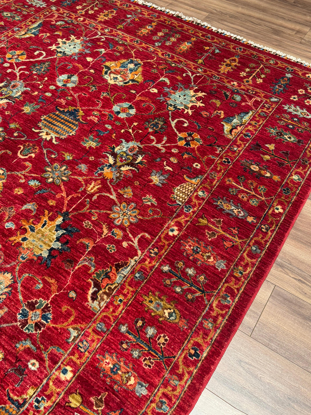 Sultani Binbirgece Orijinal El Dokuması Kırmızı Kök Boya Yün Halı 204x298 6.08 Metrekare - 7x10 ft