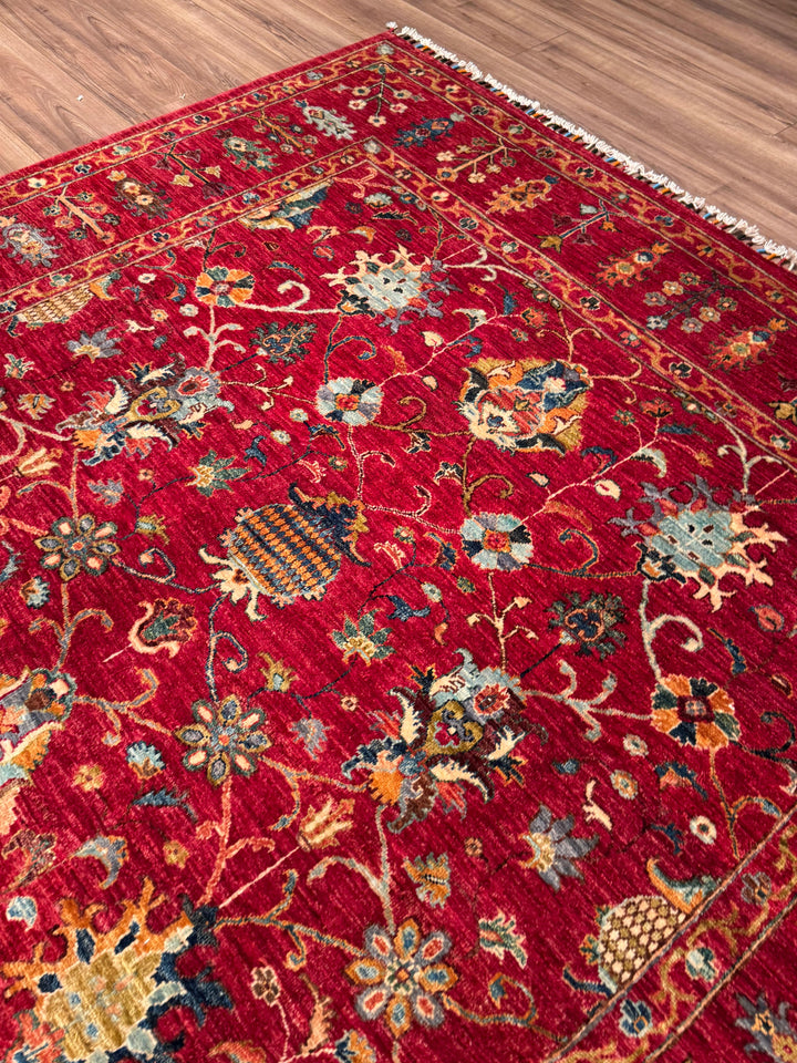 Sultani Binbirgece Orijinal El Dokuması Kırmızı Kök Boya Yün Halı 204x298 6.08 Metrekare - 7x10 ft