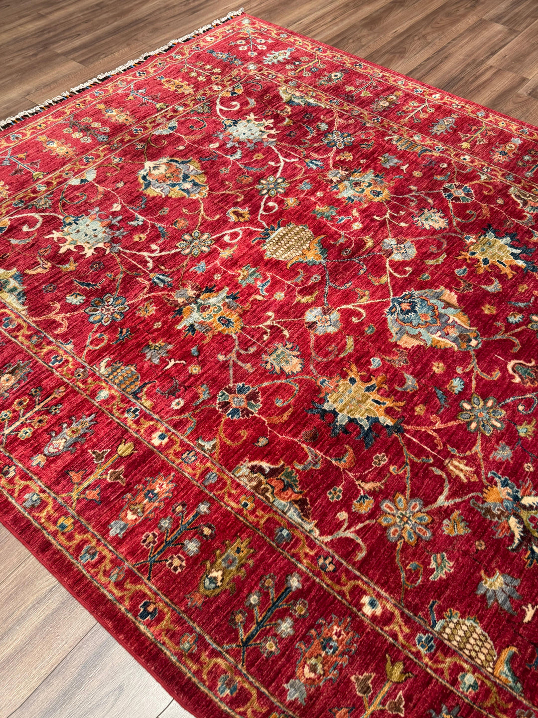Sultani Binbirgece Orijinal El Dokuması Kırmızı Kök Boya Yün Halı 204x298 6.08 Metrekare - 7x10 ft