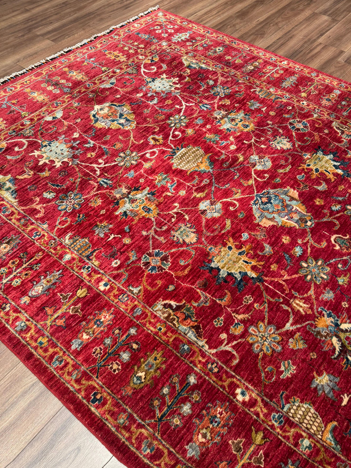Sultani Binbirgece Orijinal El Dokuması Kırmızı Kök Boya Yün Halı 204x298 6.08 Metrekare - 7x10 ft