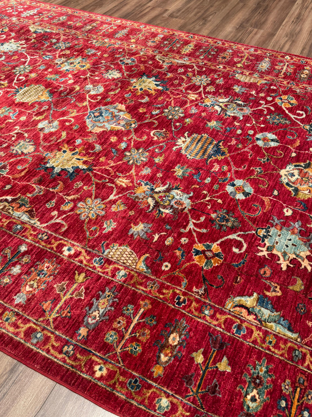 Sultani Binbirgece Orijinal El Dokuması Kırmızı Kök Boya Yün Halı 204x298 6.08 Metrekare - 7x10 ft