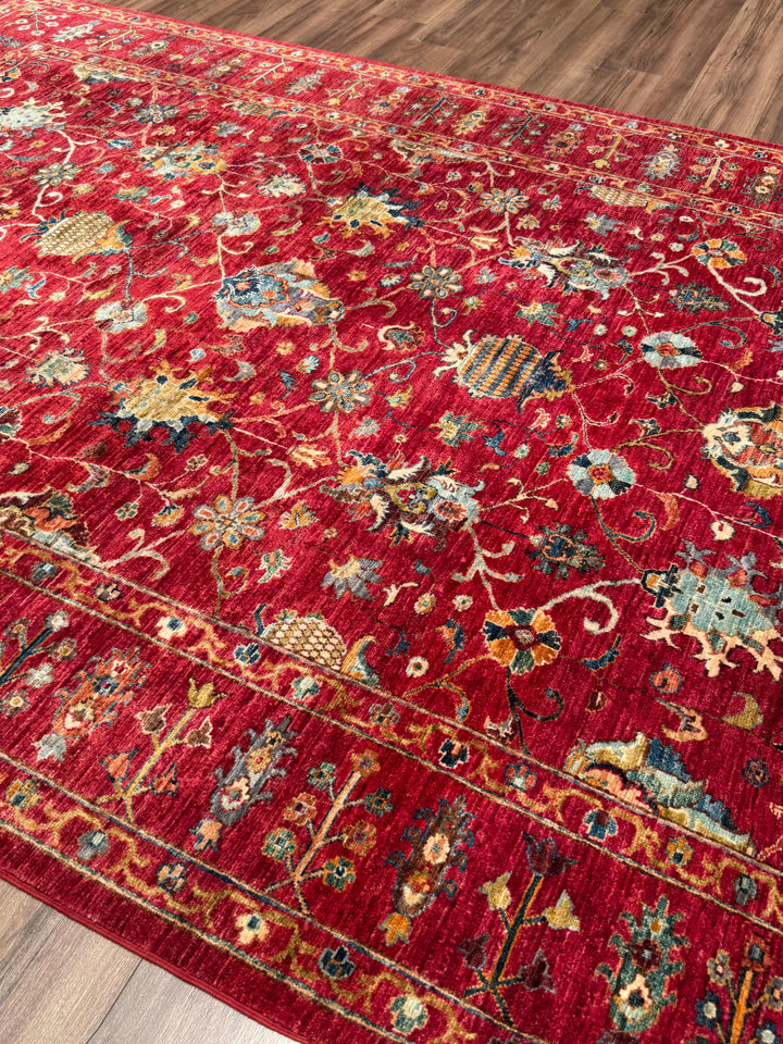 Sultani Binbirgece Orijinal El Dokuması Kırmızı Kök Boya Yün Halı 204x298 6.08 Metrekare - 7x10 ft
