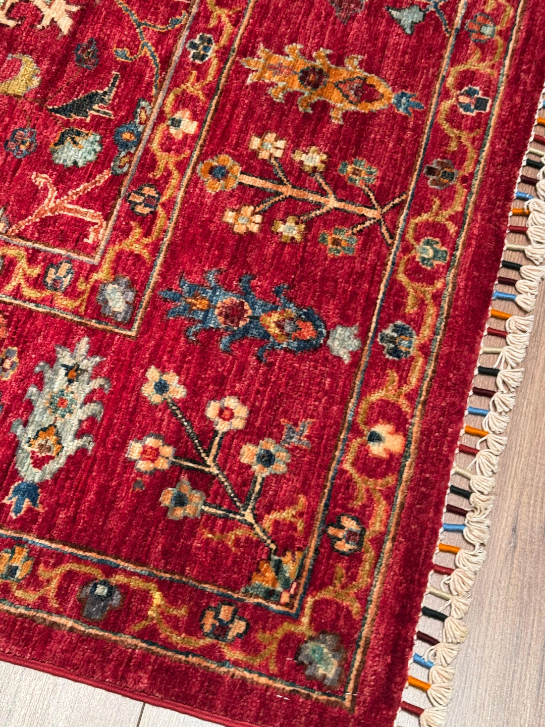 Sultani Binbirgece Orijinal El Dokuması Kırmızı Kök Boya Yün Halı 204x298 6.08 Metrekare - 7x10 ft