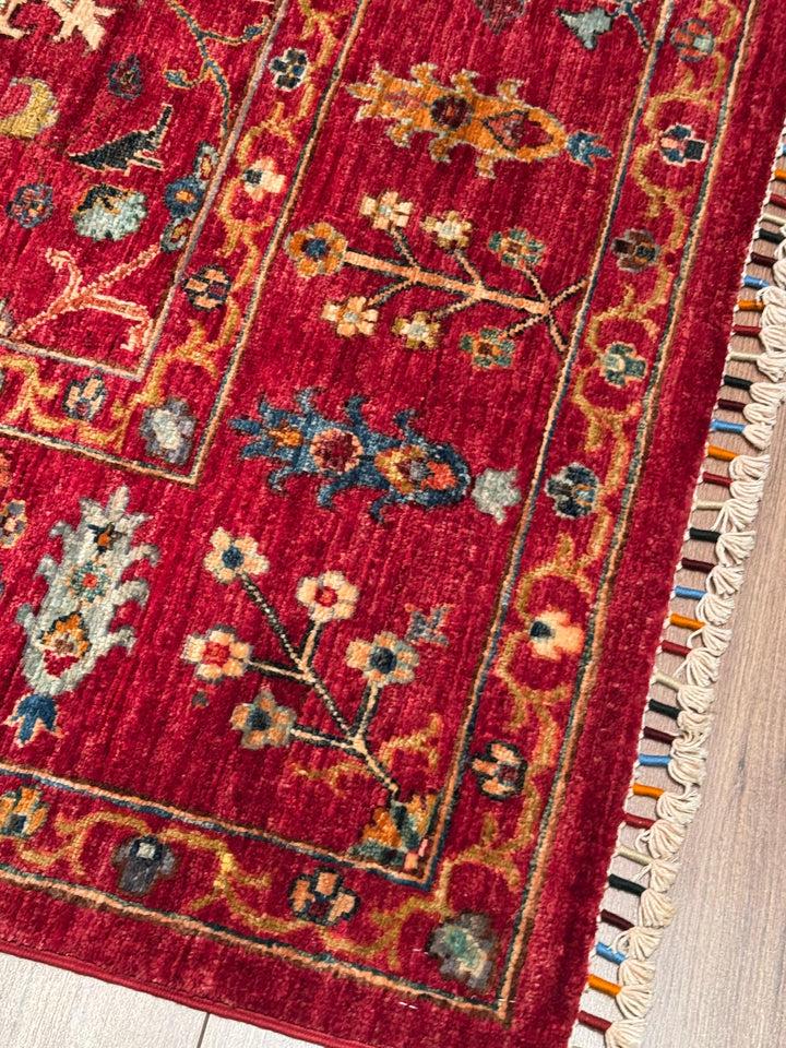 Sultani Binbirgece Orijinal El Dokuması Kırmızı Kök Boya Yün Halı 204x298 6.08 Metrekare - 7x10 ft