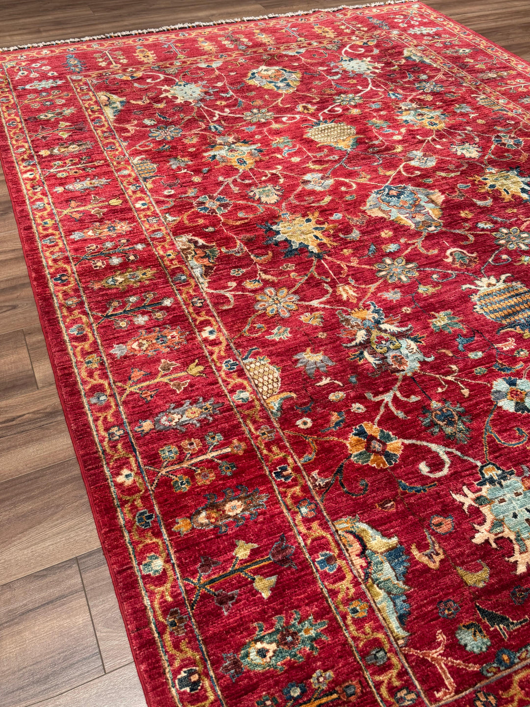 Sultani Binbirgece Orijinal El Dokuması Kırmızı Kök Boya Yün Halı 204x298 6.08 Metrekare - 7x10 ft