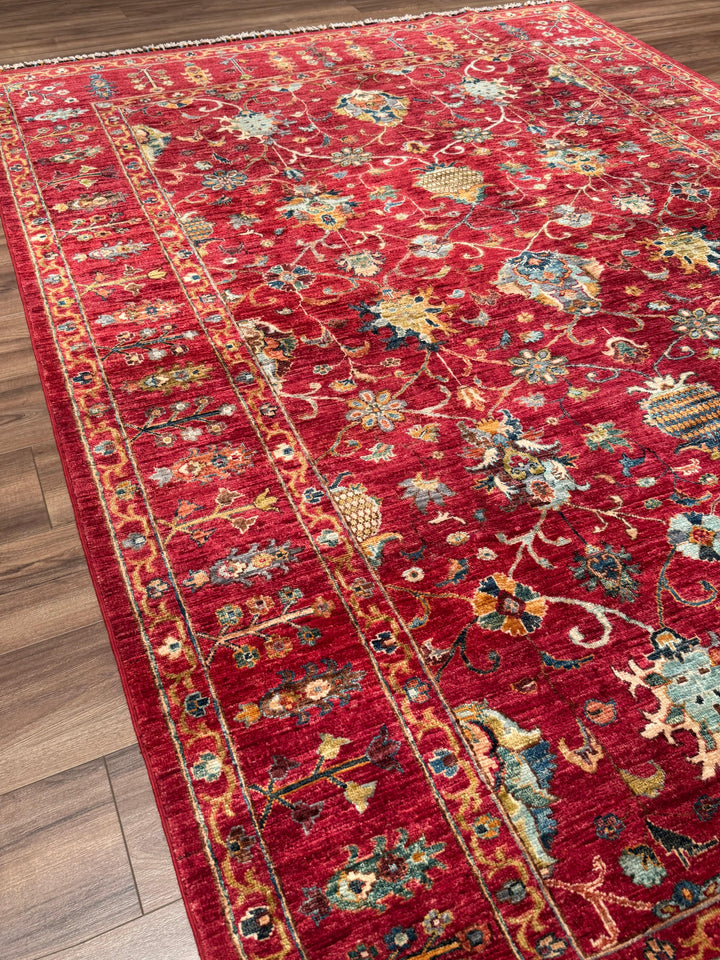 Sultani Binbirgece Orijinal El Dokuması Kırmızı Kök Boya Yün Halı 204x298 6.08 Metrekare - 7x10 ft