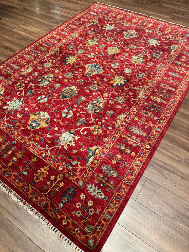 Sultani Binbirgece Orijinal El Dokuması Kırmızı Kök Boya Yün Halı 204x298 6.08 Metrekare - 7x10 ft