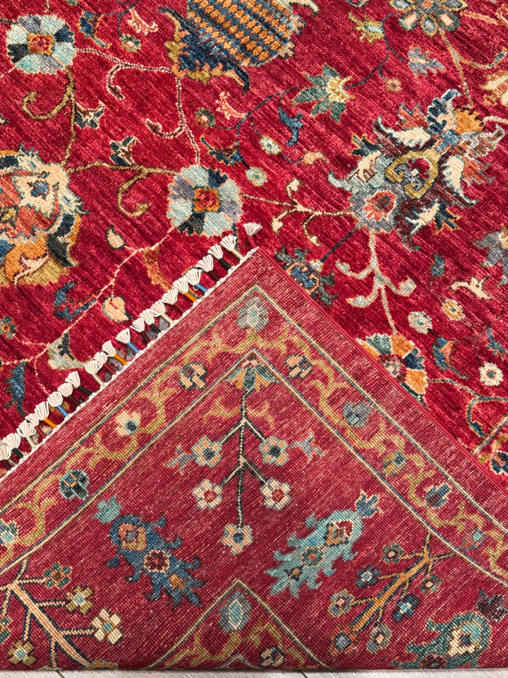 Sultani Binbirgece Orijinal El Dokuması Kırmızı Kök Boya Yün Halı 204x298 6.08 Metrekare - 7x10 ft