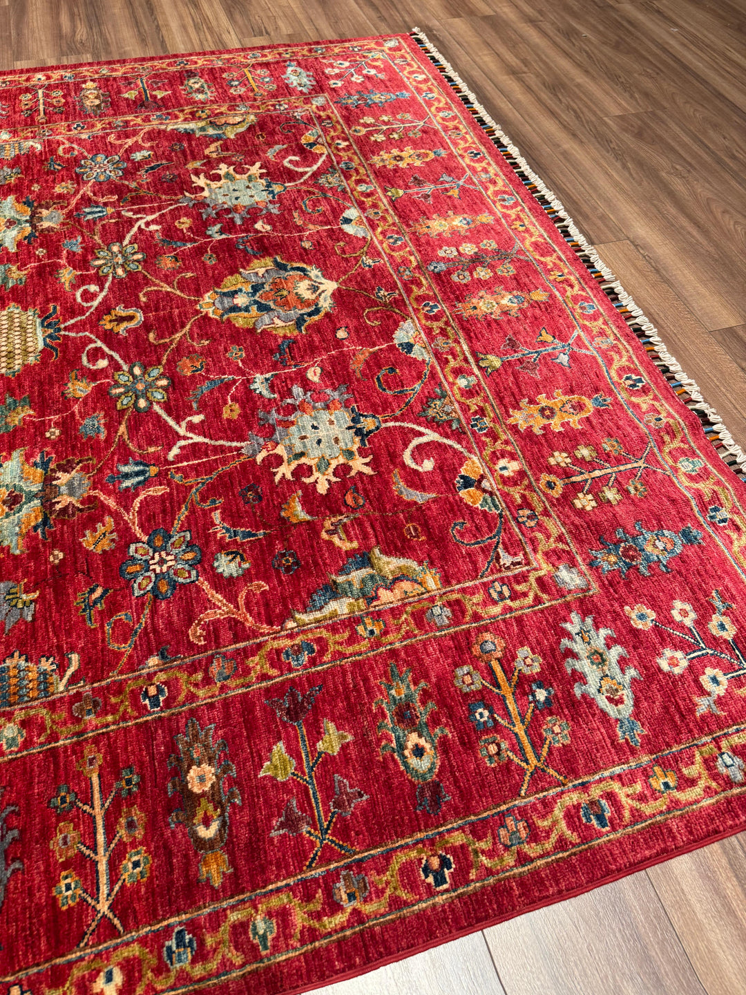 Sultani Binbirgece Orijinal El Dokuması Kırmızı Kök Boya Yün Halı 204x298 6.08 Metrekare - 7x10 ft