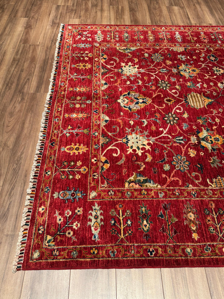 Sultani Binbirgece Orijinal El Dokuması Kırmızı Kök Boya Yün Halı 214x291 6.23 Metrekare - 7x10 ft