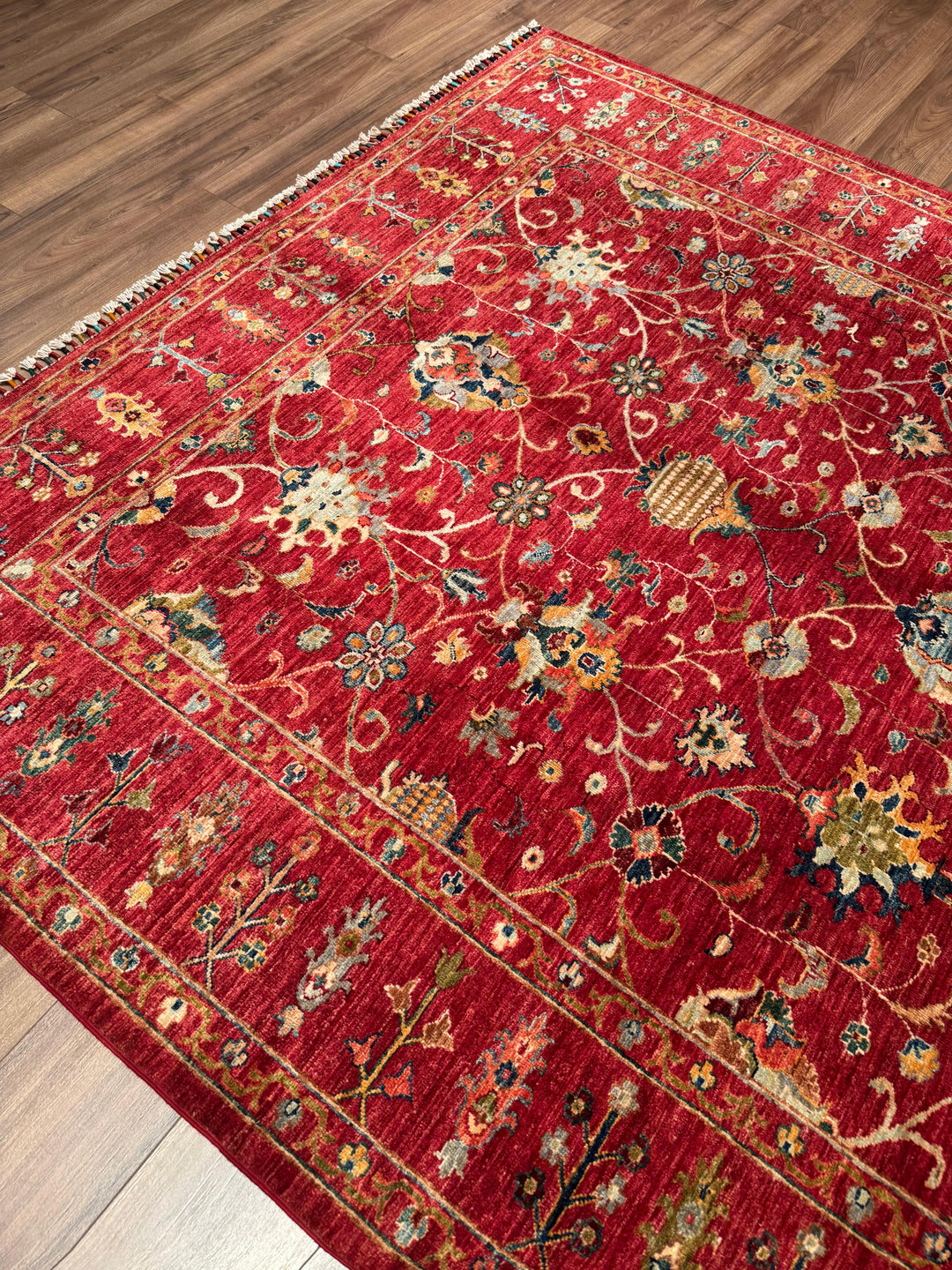 Sultani Binbirgece Orijinal El Dokuması Kırmızı Kök Boya Yün Halı 214x291 6.23 Metrekare - 7x10 ft