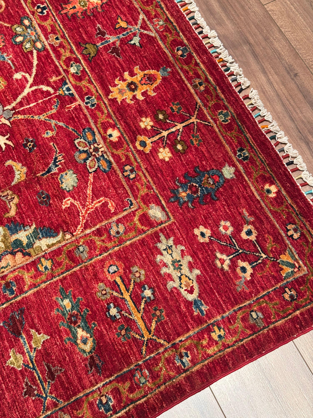 Sultani Binbirgece Orijinal El Dokuması Kırmızı Kök Boya Yün Halı 214x291 6.23 Metrekare - 7x10 ft