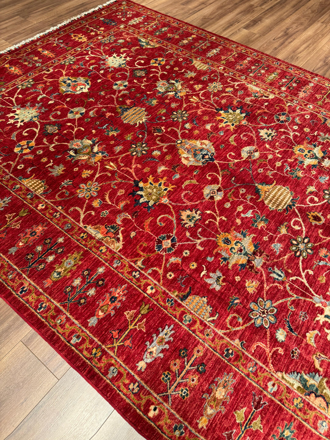 Sultani Binbirgece Orijinal El Dokuması Kırmızı Kök Boya Yün Halı 214x291 6.23 Metrekare - 7x10 ft