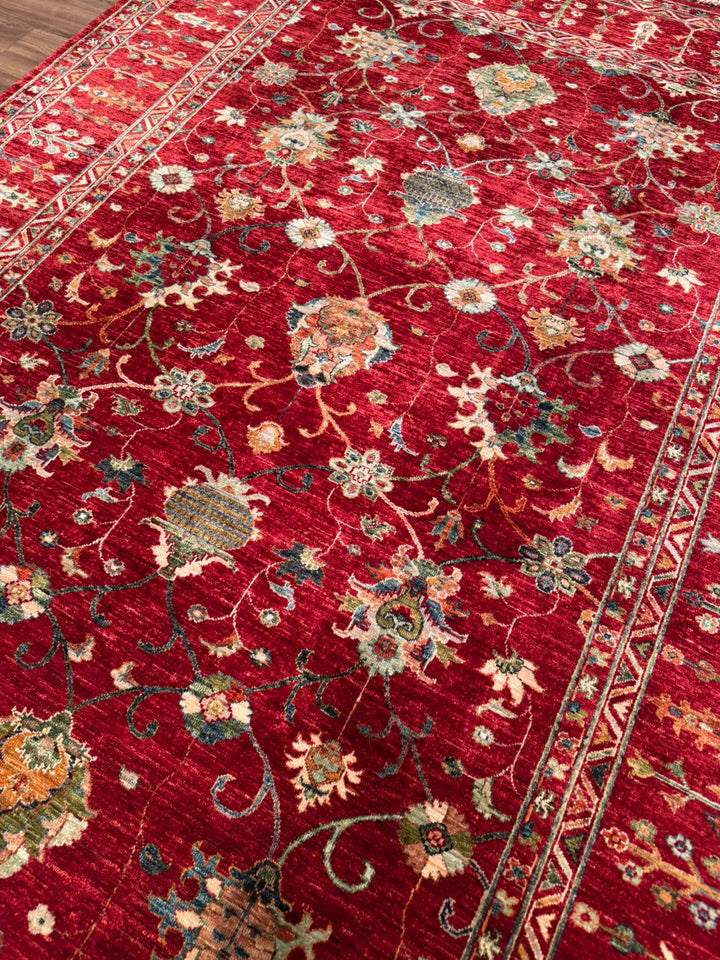 Sultani Binbirgece Orijinal El Dokuması Kırmızı Kök Boya Yün Halı 214x301 6.44 Metrekare - 7x10 ft