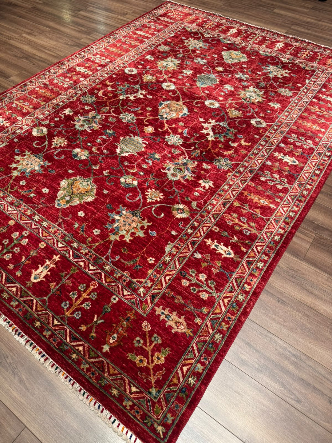 Sultani Binbirgece Orijinal El Dokuması Kırmızı Kök Boya Yün Halı 214x301 6.44 Metrekare - 7x10 ft