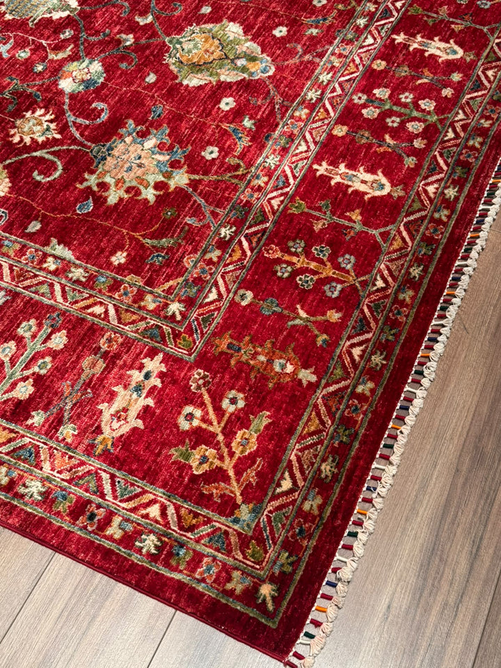 Sultani Binbirgece Orijinal El Dokuması Kırmızı Kök Boya Yün Halı 214x301 6.44 Metrekare - 7x10 ft