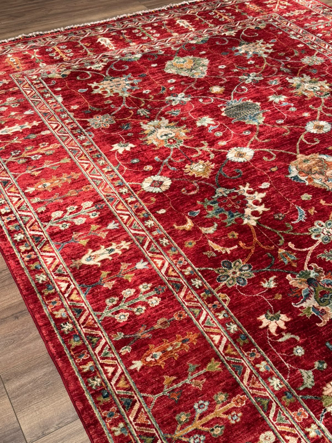 Sultani Binbirgece Orijinal El Dokuması Kırmızı Kök Boya Yün Halı 214x301 6.44 Metrekare - 7x10 ft