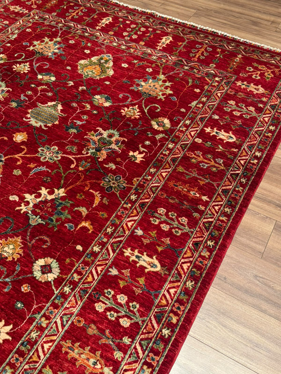 Sultani Binbirgece Orijinal El Dokuması Kırmızı Kök Boya Yün Halı 214x301 6.44 Metrekare - 7x10 ft