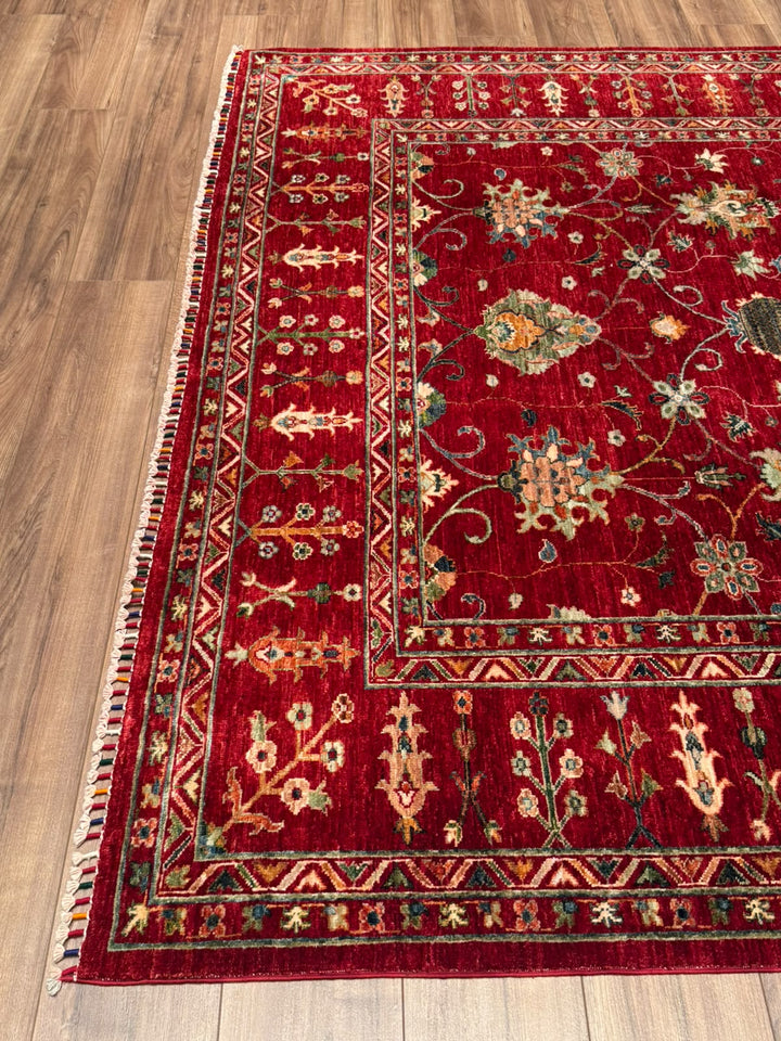 Sultani Binbirgece Orijinal El Dokuması Kırmızı Kök Boya Yün Halı 214x301 6.44 Metrekare - 7x10 ft