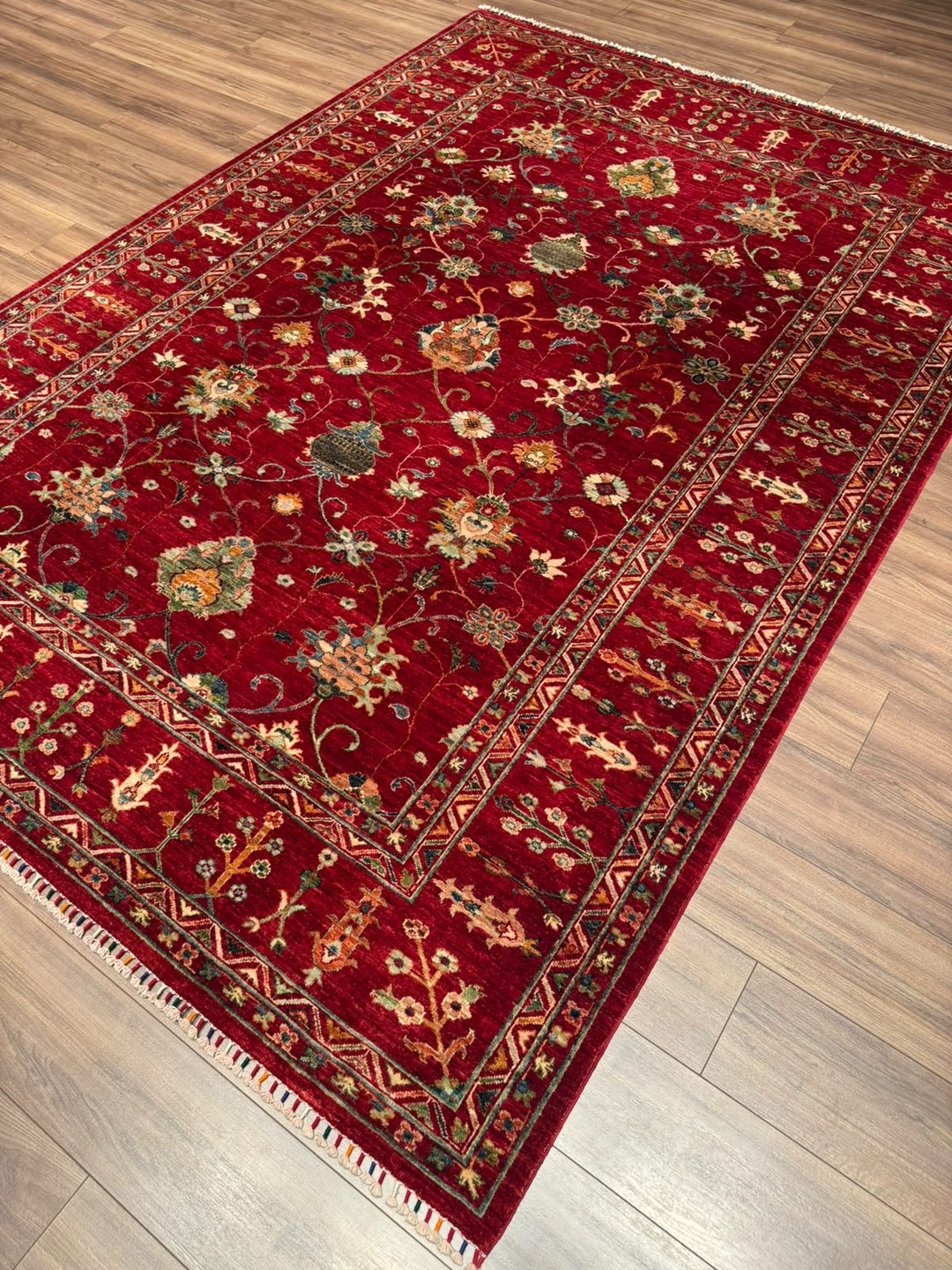 Sultani Binbirgece Orijinal El Dokuması Kırmızı Kök Boya Yün Halı 214x301 6.44 Metrekare - 7x10 ft