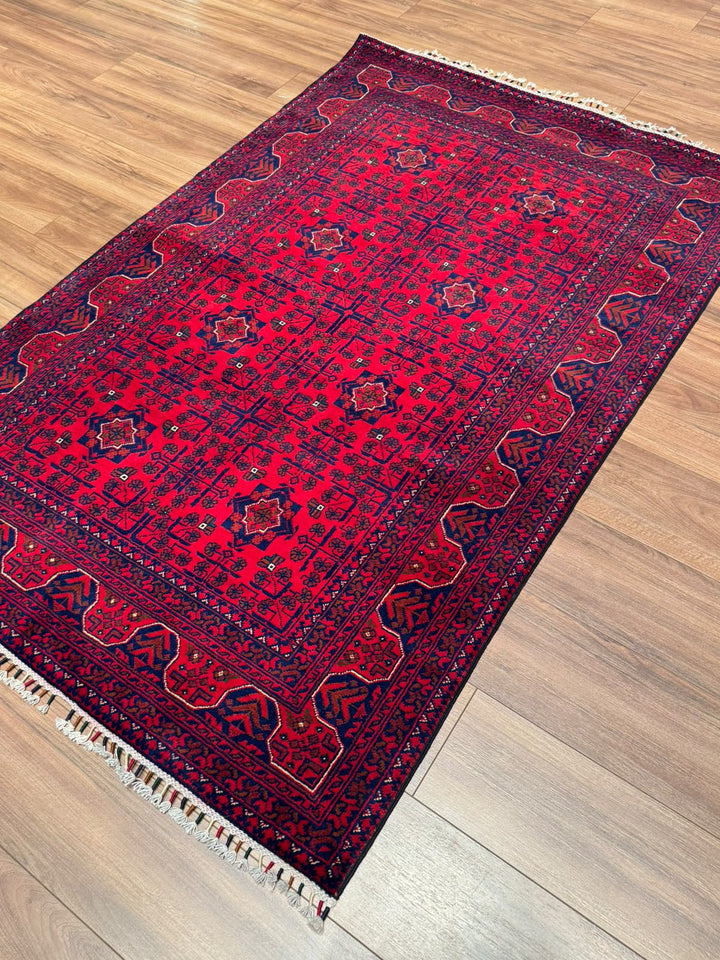 Afgan Halısı Hamyap Orijinal El Dokuması Kök Boya Yün 124x190 2.36 Metrekare - 4x6 ft