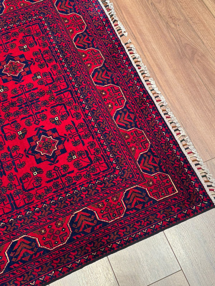 Afgan Halısı Hamyap Orijinal El Dokuması Kök Boya Yün 124x190 2.36 Metrekare - 4x6 ft
