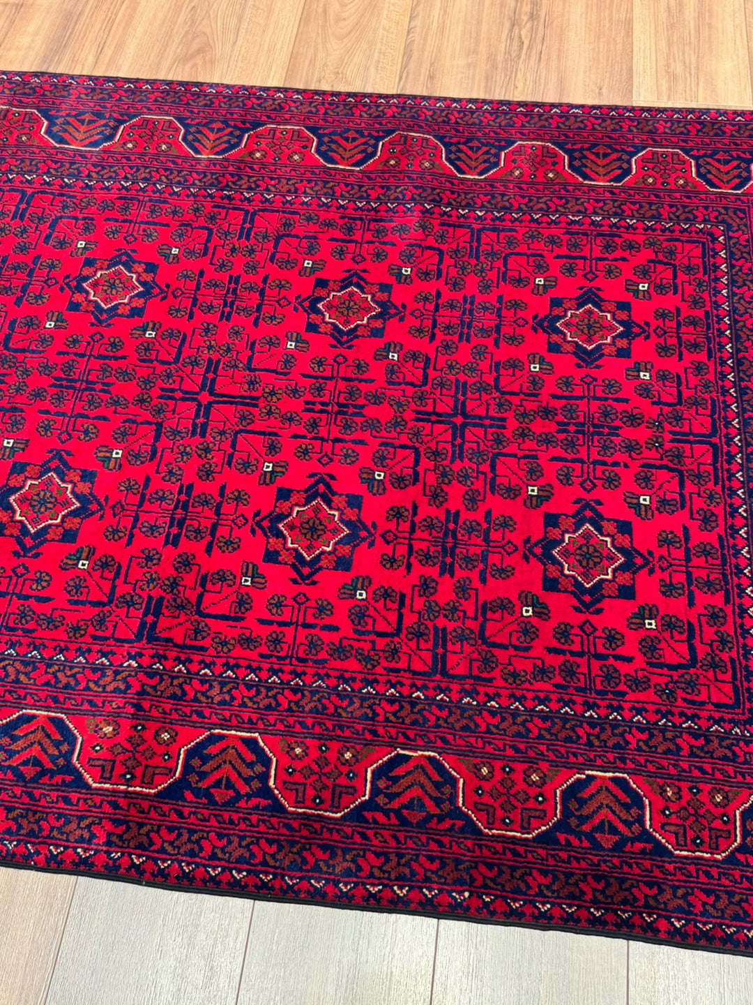 Afgan Halısı Hamyap Orijinal El Dokuması Kök Boya Yün 124x190 2.36 Metrekare - 4x6 ft
