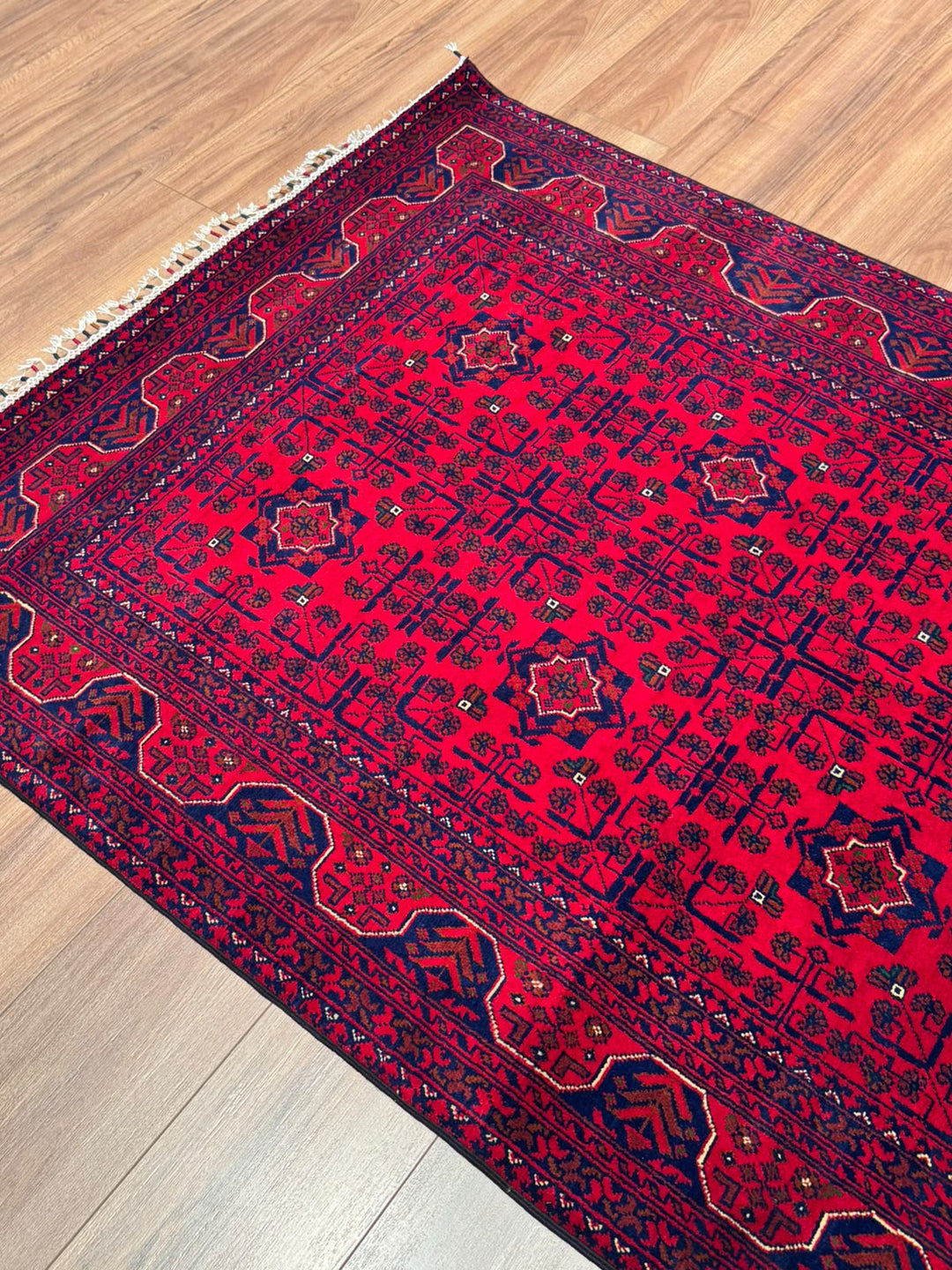 Afgan Halısı Hamyap Orijinal El Dokuması Kök Boya Yün 124x190 2.36 Metrekare - 4x6 ft