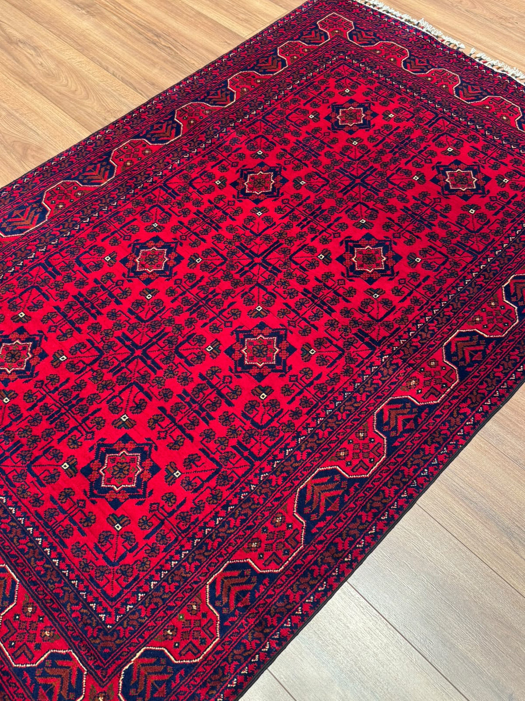 Afgan Halısı Hamyap Orijinal El Dokuması Kök Boya Yün 124x190 2.36 Metrekare - 4x6 ft