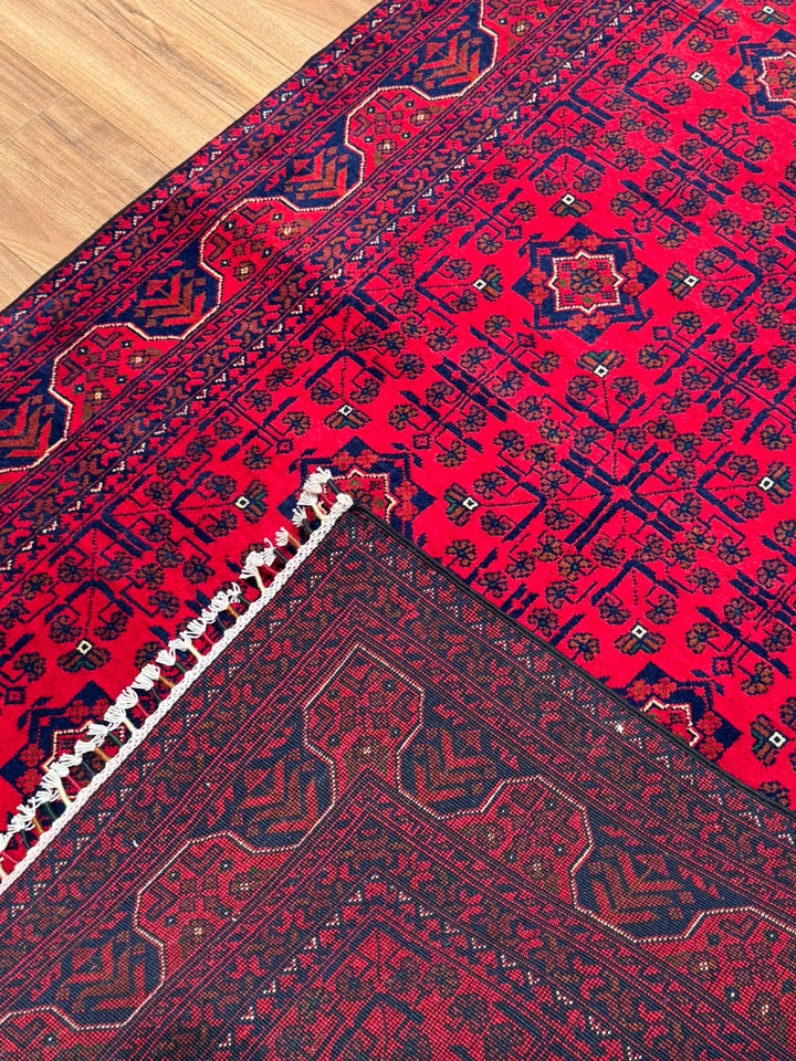 Afgan Halısı Hamyap Orijinal El Dokuması Kök Boya Yün 124x190 2.36 Metrekare - 4x6 ft