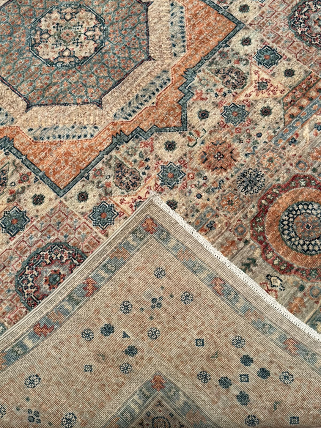 Memlük Orijinal El Dokuması Bej Kök Boya Yün Halı 151x201 3.04 Metrekare - 5x6 ft