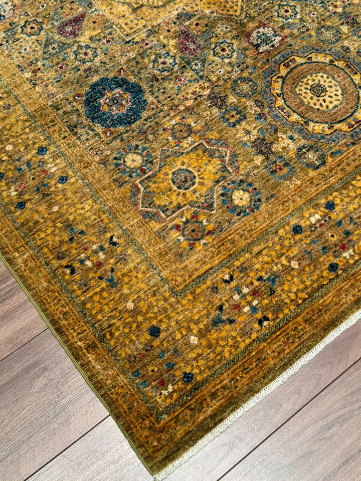 Memlük Orijinal El Dokuması Sarı Kök Boya Yün Halı 149x202 3.01 Metrekare - 5x6 ft