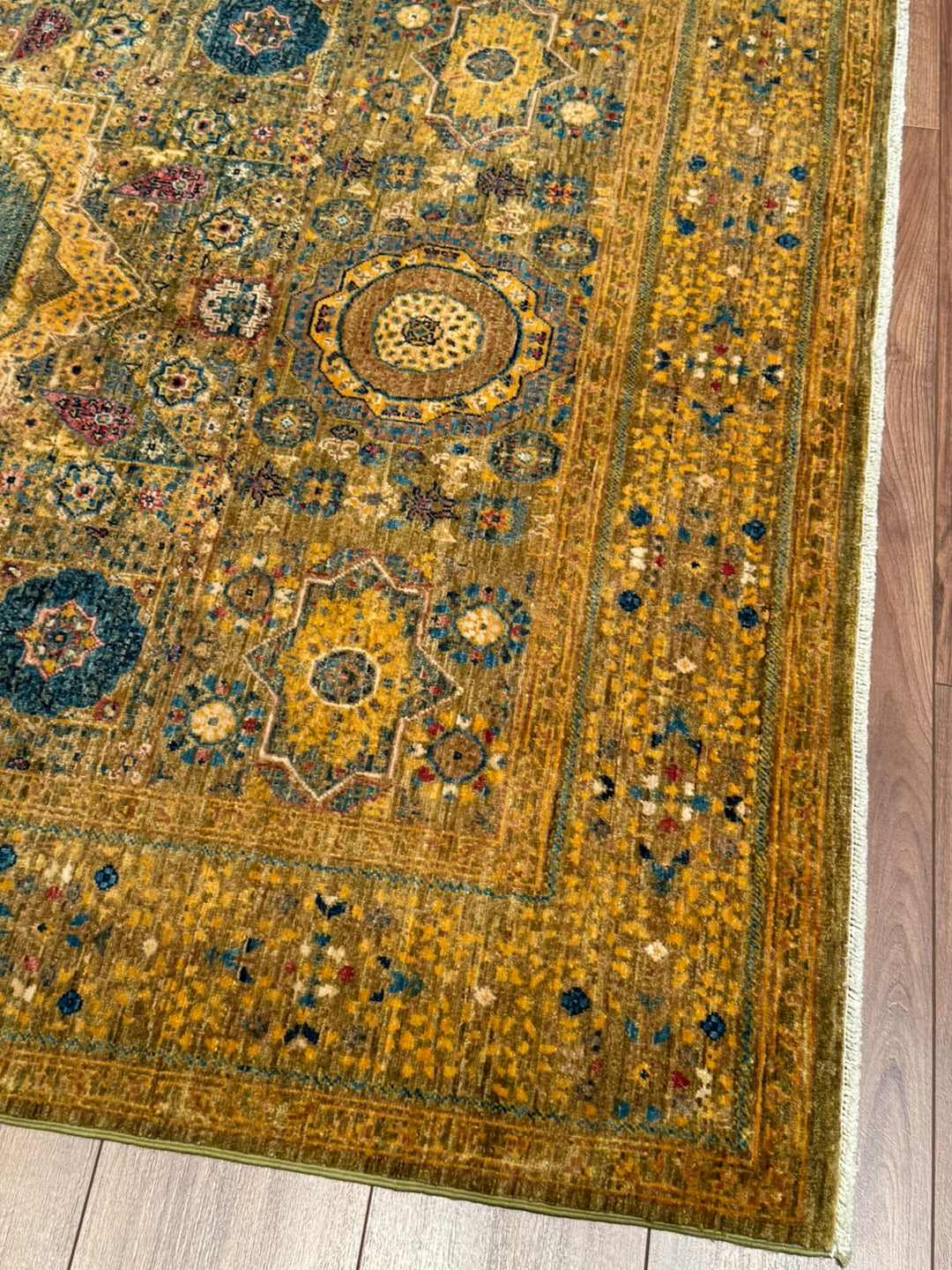 Memlük Orijinal El Dokuması Sarı Kök Boya Yün Halı 149x202 3.01 Metrekare - 5x6 ft