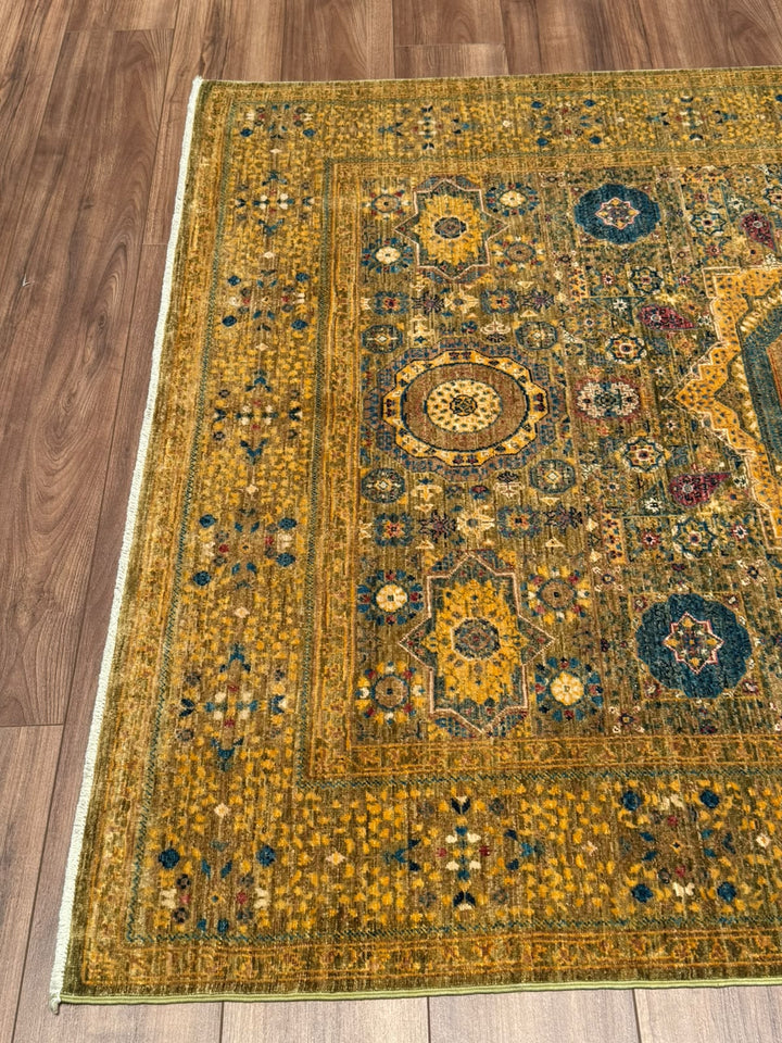 Memlük Orijinal El Dokuması Sarı Kök Boya Yün Halı 149x202 3.01 Metrekare - 5x6 ft