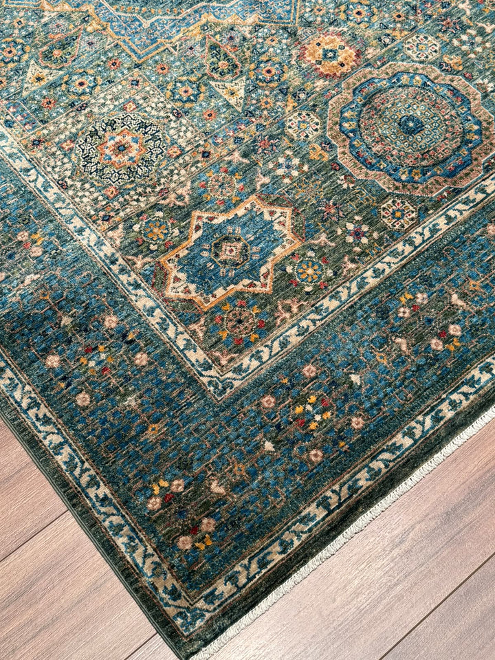 Memlük Orijinal El Dokuması Mavi Kök Boya Yün Halı 152x209 3.18 Metrekare - 5x6 ft