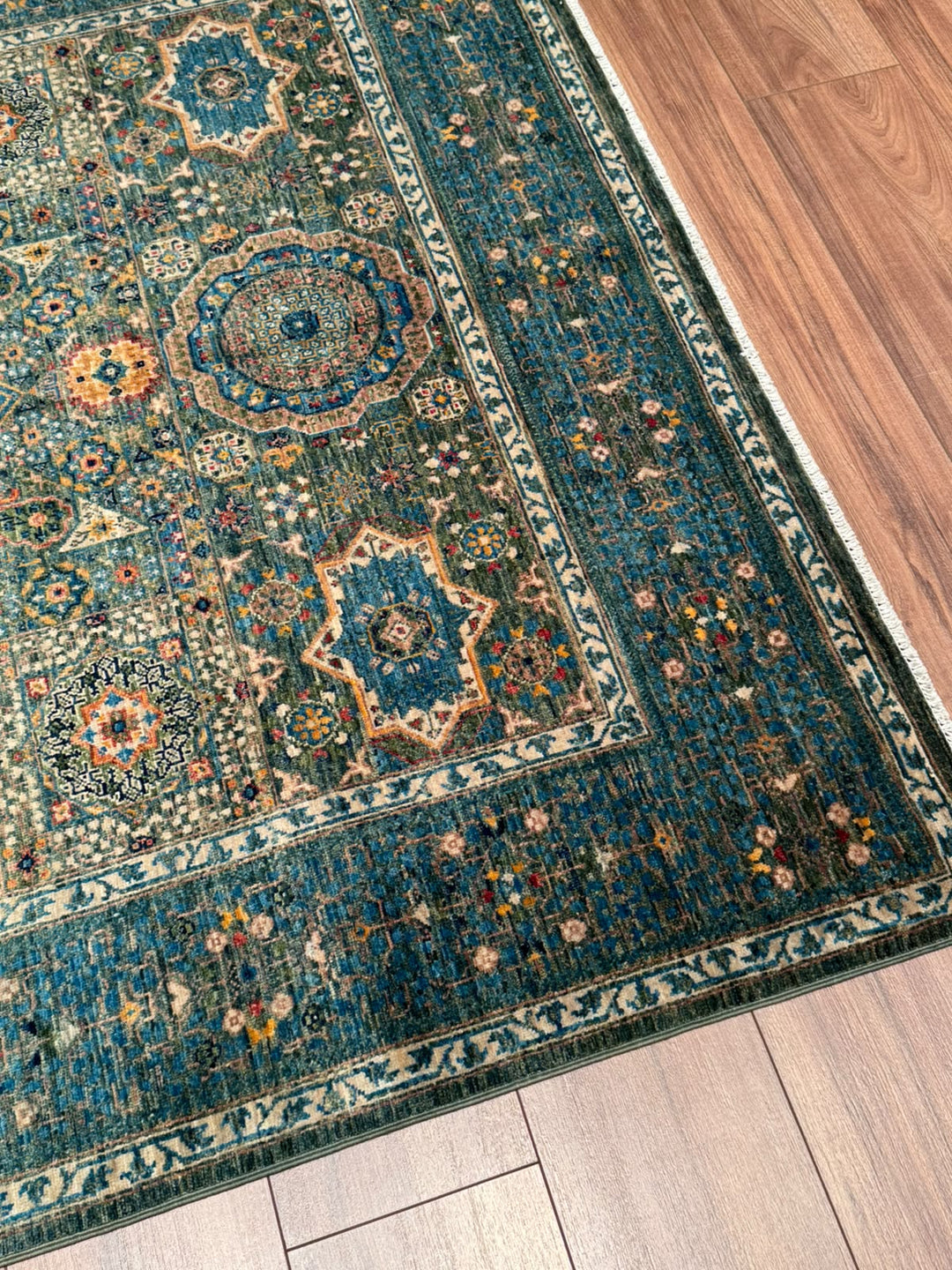 Memlük Orijinal El Dokuması Mavi Kök Boya Yün Halı 152x209 3.18 Metrekare - 5x6 ft
