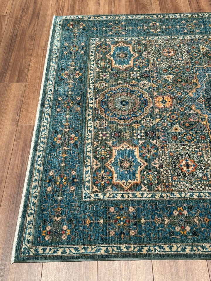 Memlük Orijinal El Dokuması Mavi Kök Boya Yün Halı 152x209 3.18 Metrekare - 5x6 ft