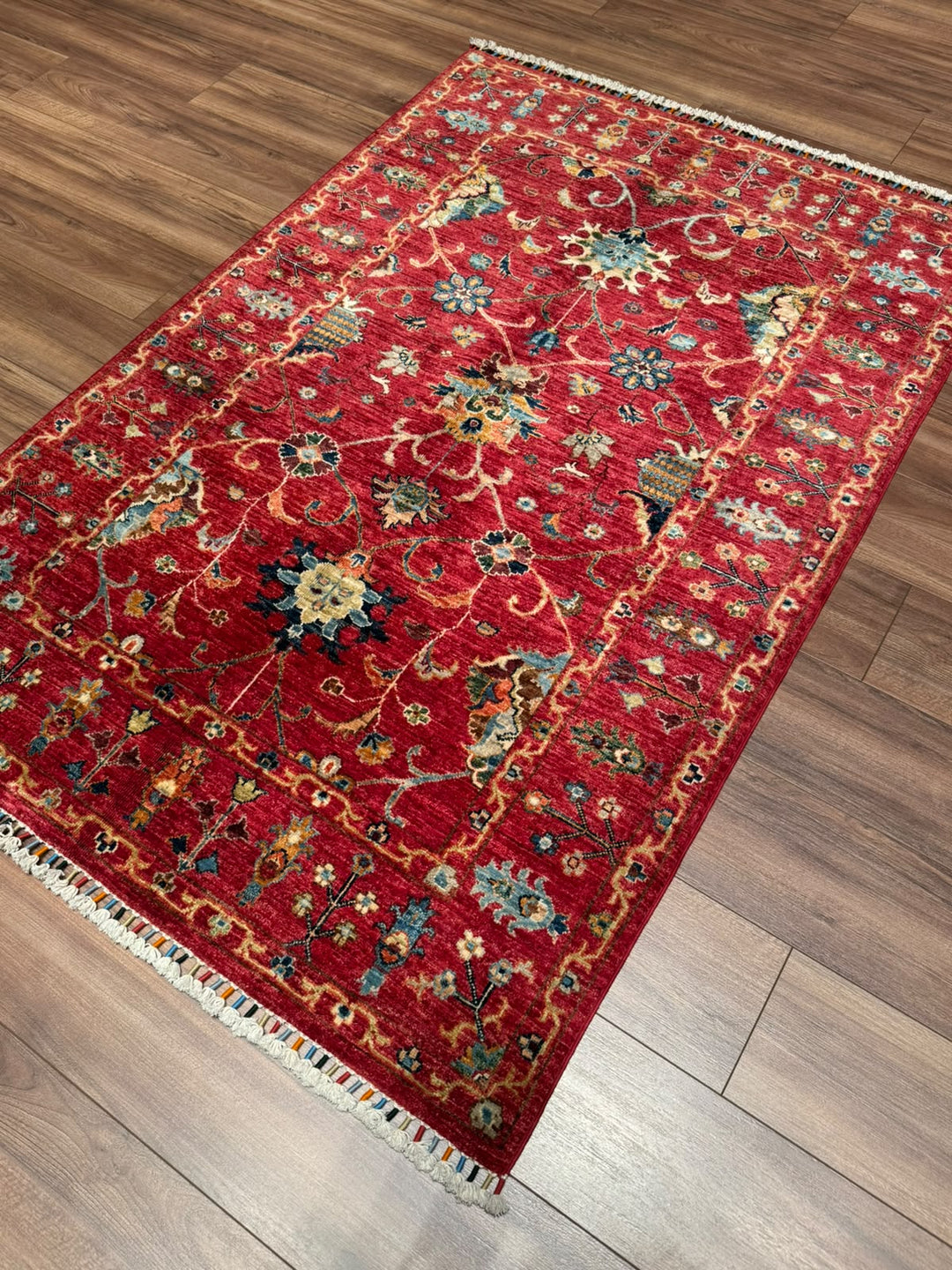 Sultani Binbirgece Orijinal El Dokuması Kırmızı Kök Boya Yün Halı 124x186 2.31 Metrekare - 4x6 ft