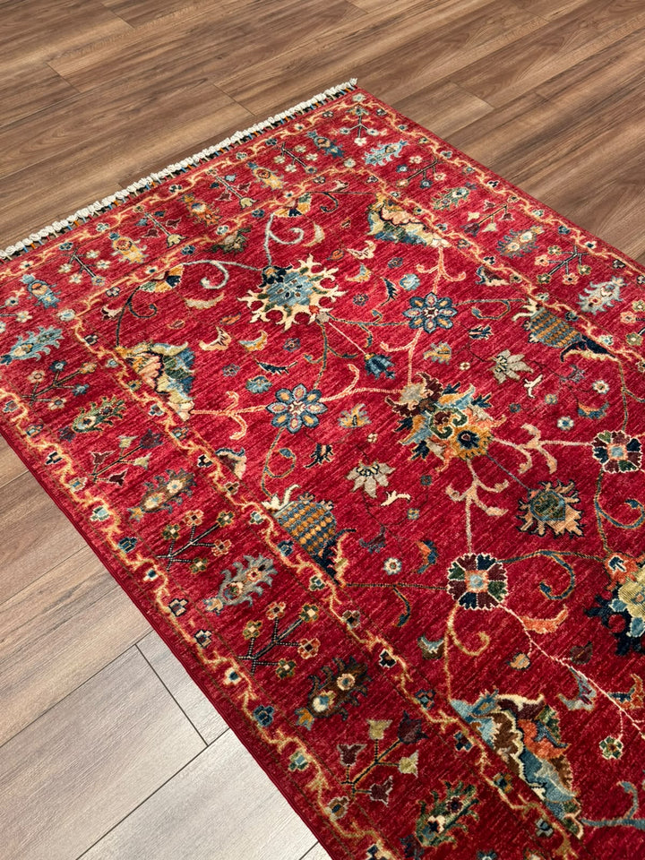 Sultani Binbirgece Orijinal El Dokuması Kırmızı Kök Boya Yün Halı 124x186 2.31 Metrekare - 4x6 ft