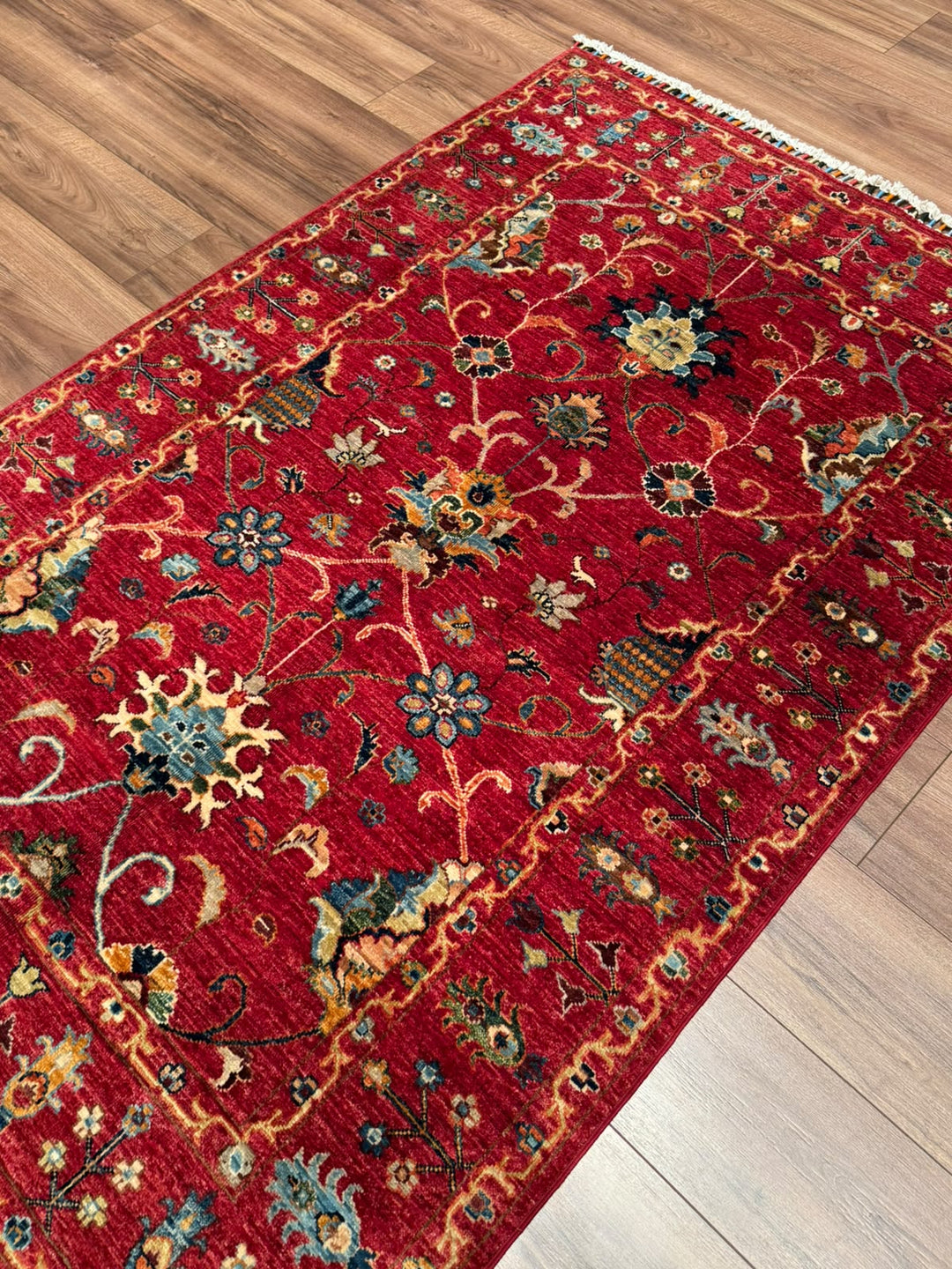 Sultani Binbirgece Orijinal El Dokuması Kırmızı Kök Boya Yün Halı 124x186 2.31 Metrekare - 4x6 ft