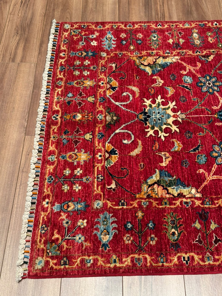 Sultani Binbirgece Orijinal El Dokuması Kırmızı Kök Boya Yün Halı 124x186 2.31 Metrekare - 4x6 ft