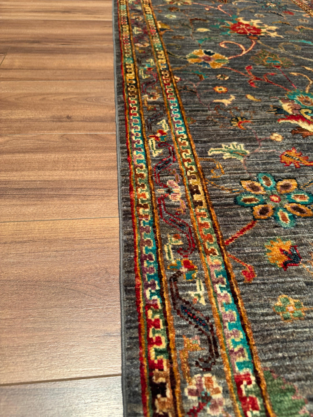 Sultani Binbirgece Yolluk Orijinal El Dokuması Gri Kök Boya Yün Halı 0.82x304 2.49 Metrekare - 3x10 ft